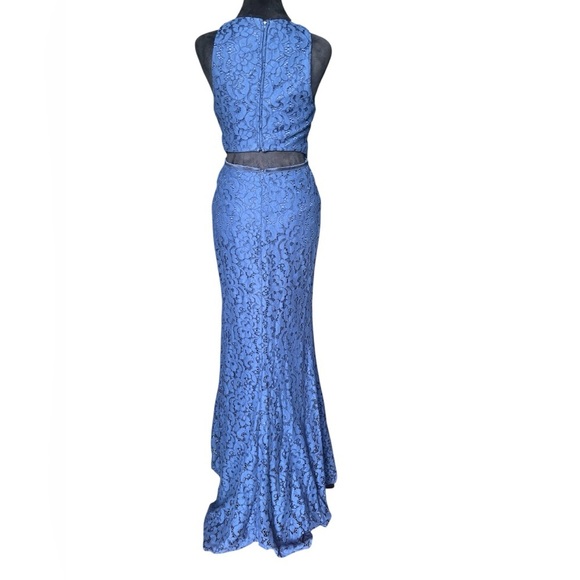 Mac Duggal Flash 62691 Gown Women’s Size 4 Sapphire Navy Blue Lace Formal Dress - Picture 4 of 10